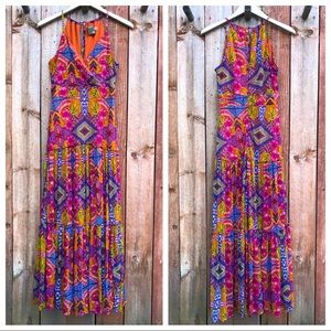 Taylor Tribal Maxi Dress Floral Burnt Orange Ethnic Rustic Formal Special